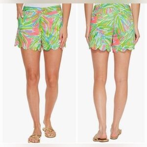 Lilly Pulitzer Buttercup Knit Shorts Women's Size 0 Scalloped
